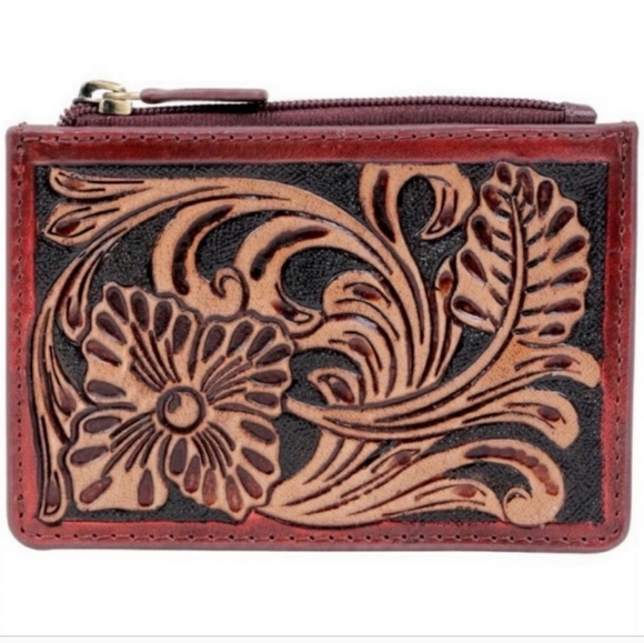 Myra Hand Tooled Genuine Leather Coin and Cardholder. - Picture 5 of 12